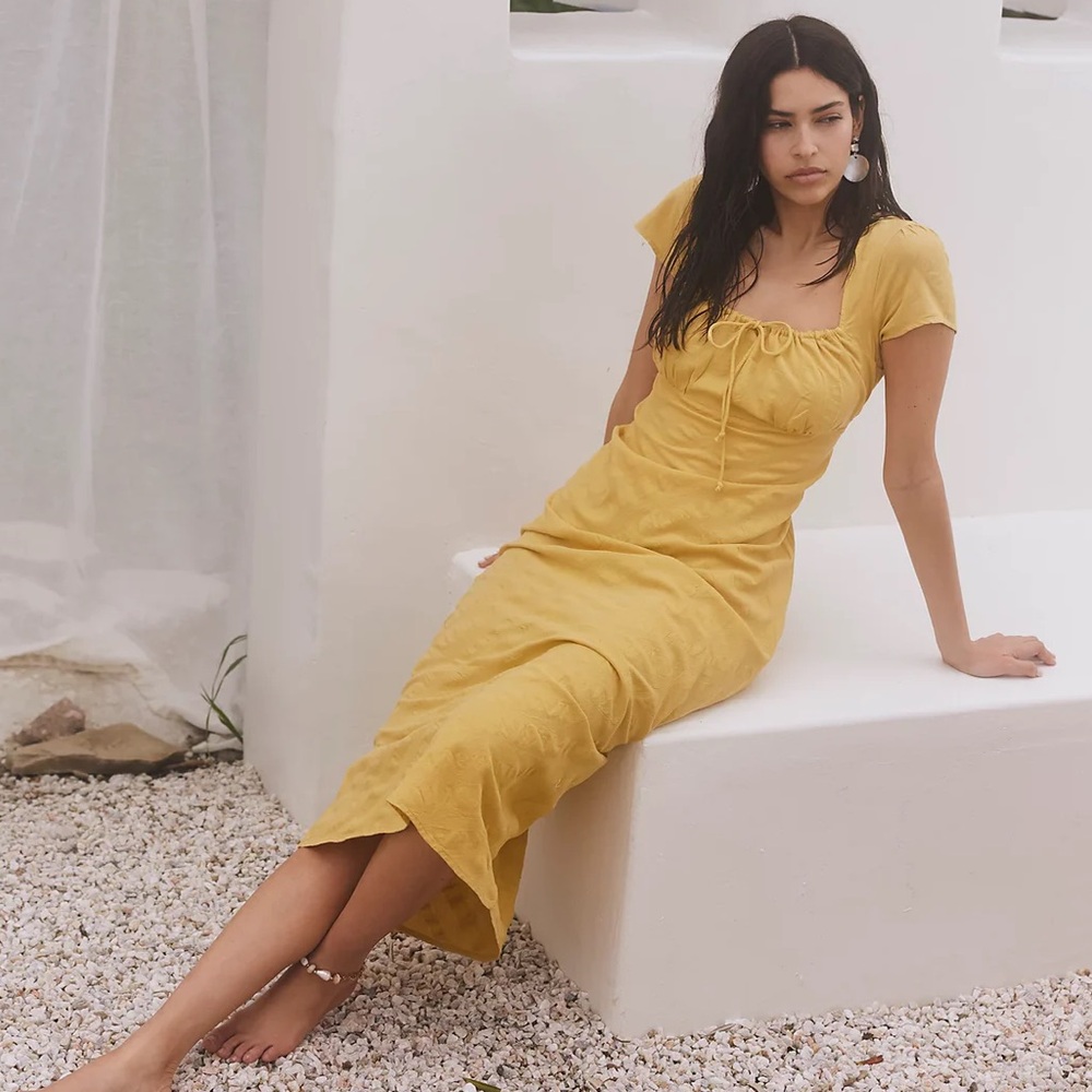 Free People Yellow Midi Dress